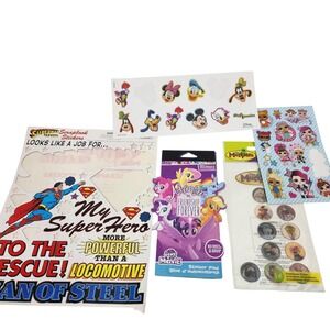 Cartoon Dimensional Stickers Lot 5 Superman Disney LOL Muppets My Little Pony